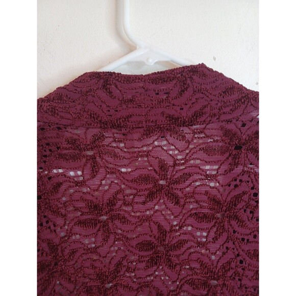 Brittany Black Open Front Cardigan XL Burgundy Lace Longsleeve Boho Lagenlook - Picture 8 of 8